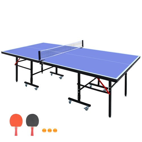 8ft Mid-Size Table Tennis Table Foldable & Portable Ping Pong Table Set For Indoor Games With Net, 2 Table Tennis Paddles And 3 Balls Anker