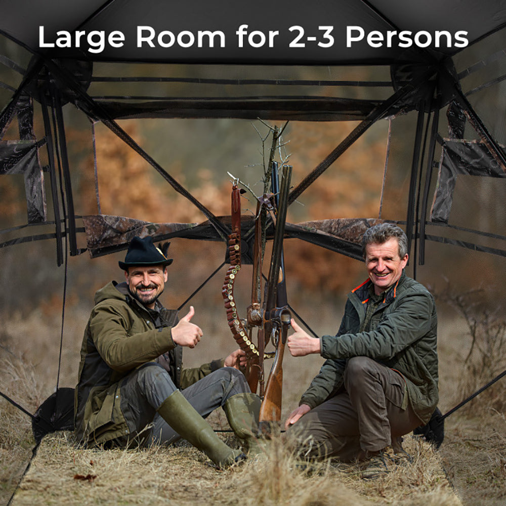 Hunting Blind 360 Degree One-Way See-Through Ground Blind For 2-3 Person TryTrendly