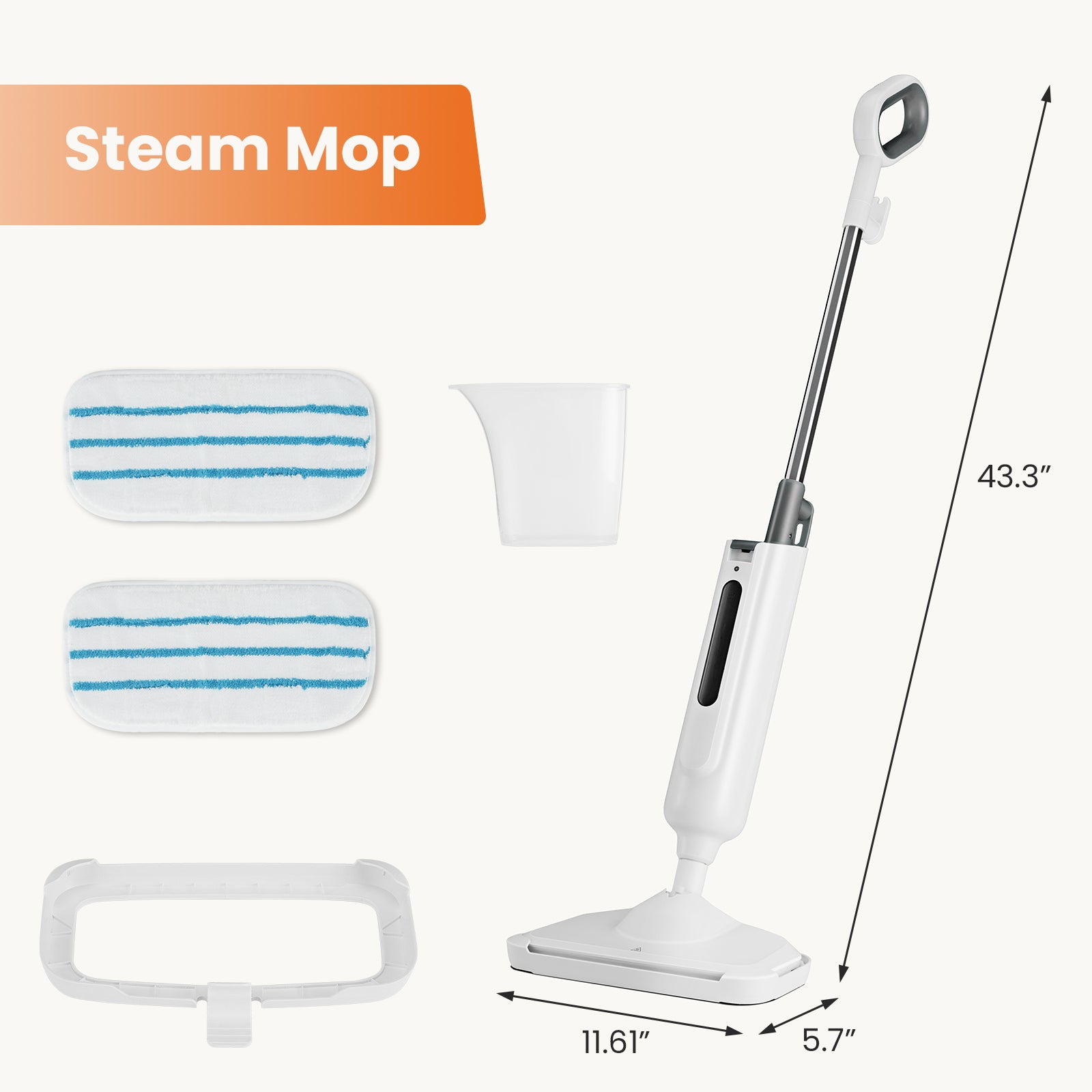 Steam Mop For Floor Cleaning,Lightweight Floor Steamer Cleaner For Hardwood-Tile-Laminate Floors Carpet, 2 Washable Pad TryTrendly