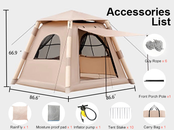 Inflatable Tent Outdoor Tent 2-4-person Tent Quick-opening Tent Inflatable Tent Hut Tent Camping Portable Tent Windproof Tent Family Party Tent Pop-up Tent Shading And Waterproof Tent Camping Tent cjdropshipping