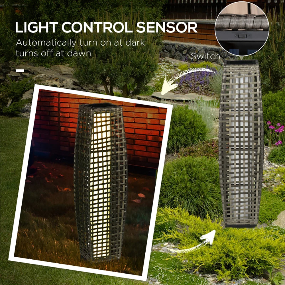 Solar Floor Lamp, Outdoor Garden Lantern Pathway Light & Decorative Driveway Lighting With Auto OnOff LED Lights For Porch, Yard, Lawn, Courtyard, Deck, Gray, TikT0k Prohibits Sales cjdropshipping