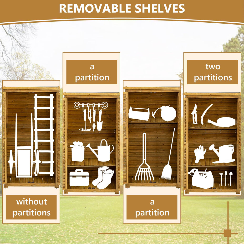 Outdoor Storage Cabinet, Wood Garden Shed, Pool Storage Shed With Lockable Door, Waterproof Roof And 2 Removable Shelves, Vertical Outside Storage Shed For Patio, Backyard And Lawn TryTrendly
