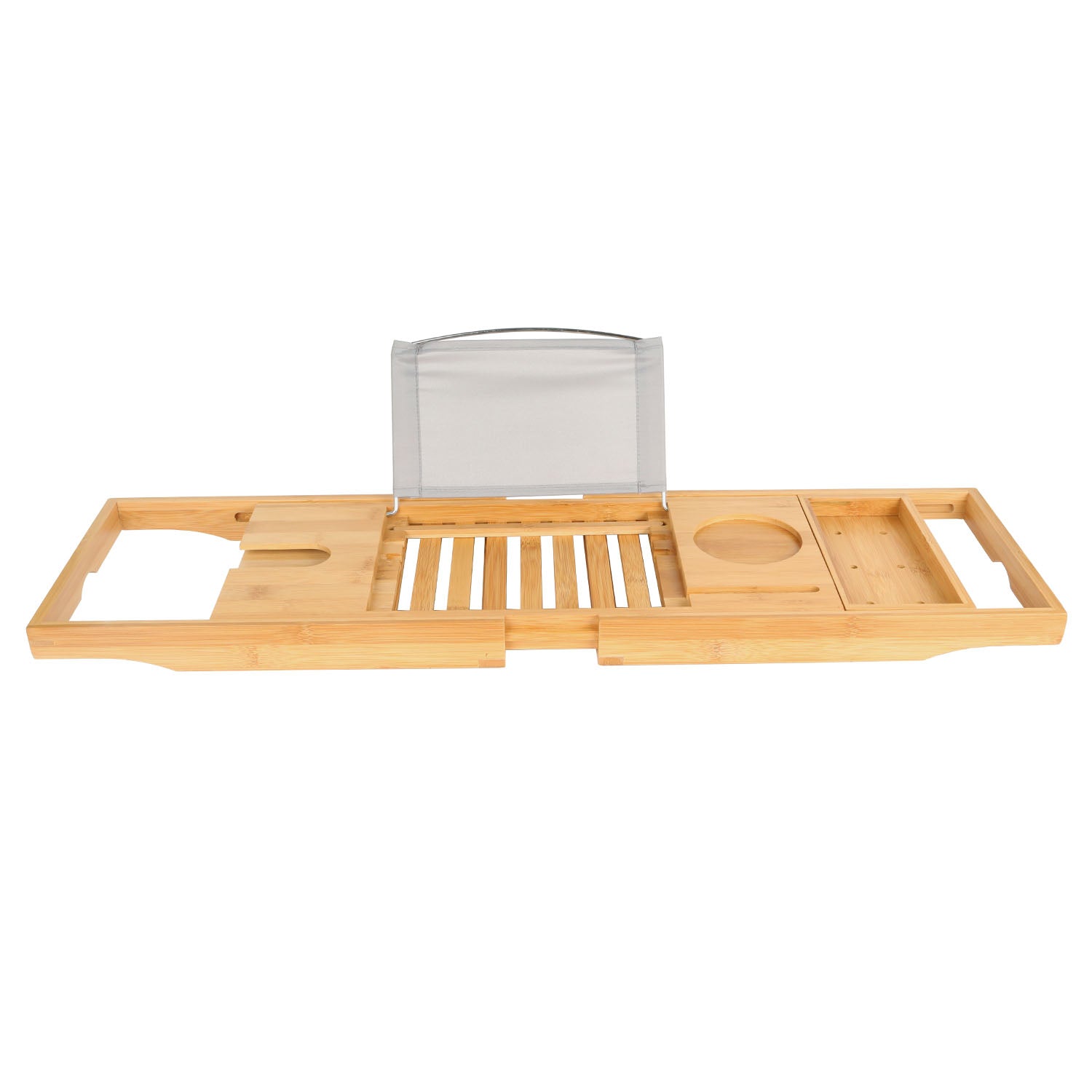 1Pc Bathtub Caddy Tray Crafted Bamboo Bath Tray Table Extendable Reading Rack Tablet Phone Holder Wine Glass Holder Shelf Desk Bathroom Spa TryTrendly