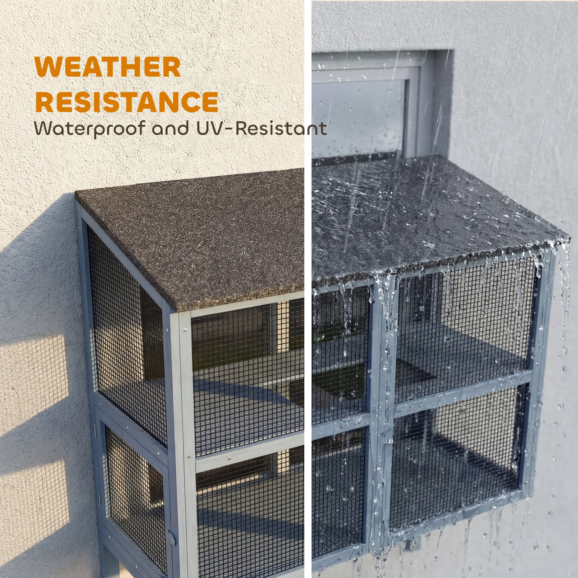 Catio Outdoor Cat Enclosure Outdoor Window Box Cat House with Waterproof Roof 39.4"L Gray TryTrendly