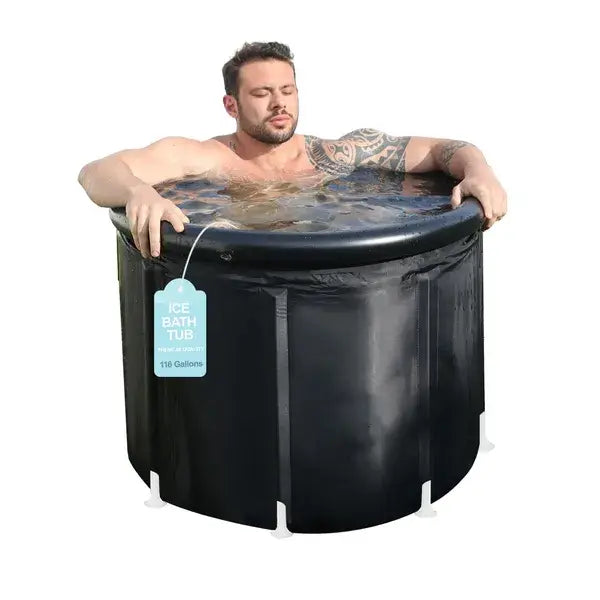 XXL 102-gallon ice bath tub for cold plunge therapy, portable foldable outdoor bathtub for recovery and gym use