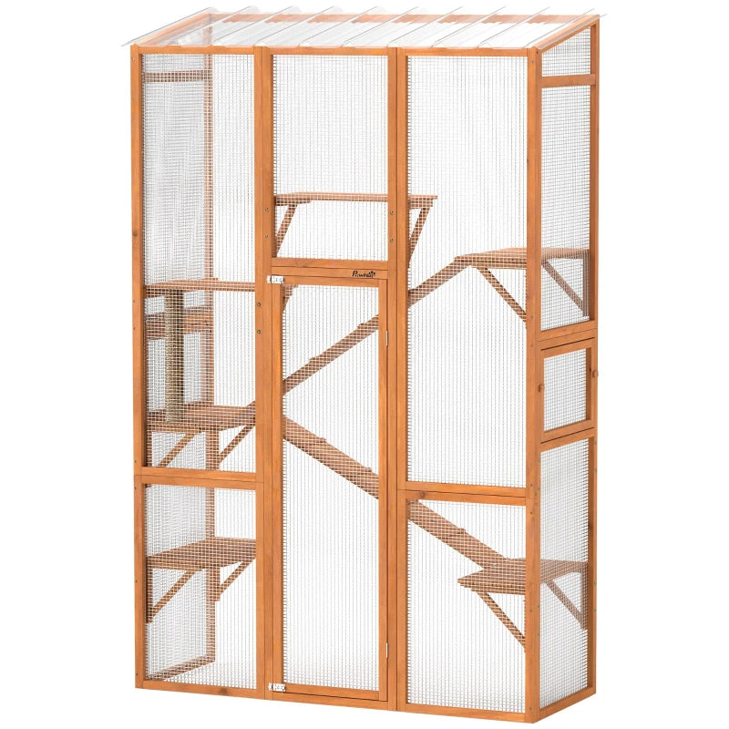 Outdoor Catio Cat Enclosure, Large Wooden Cat House With 6 Jumping Platforms, Scratching Post.For Multiple Packages Shipped, Please Pay Attention To The Details, Dimensions, And Weight. TryTrendly