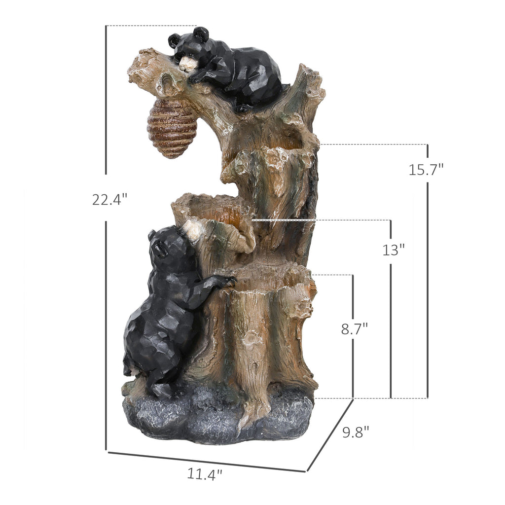 22.4" Outdoor Fountain, 3-Tier Resin Resin Bears and Honey Beehive Outdoor Waterfall Fountain with LED Lights, Pump cjdropshipping