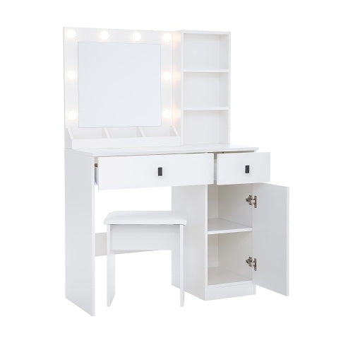 Vanity Desk With Lights, Vanity Set With Mirror, Makeup Vanity Desk With Large Drawers  Three Level Storage Dreeser, VanitysVanities With 3 Lights Brightness Adjustable For Bedroom, White cjdropshipping
