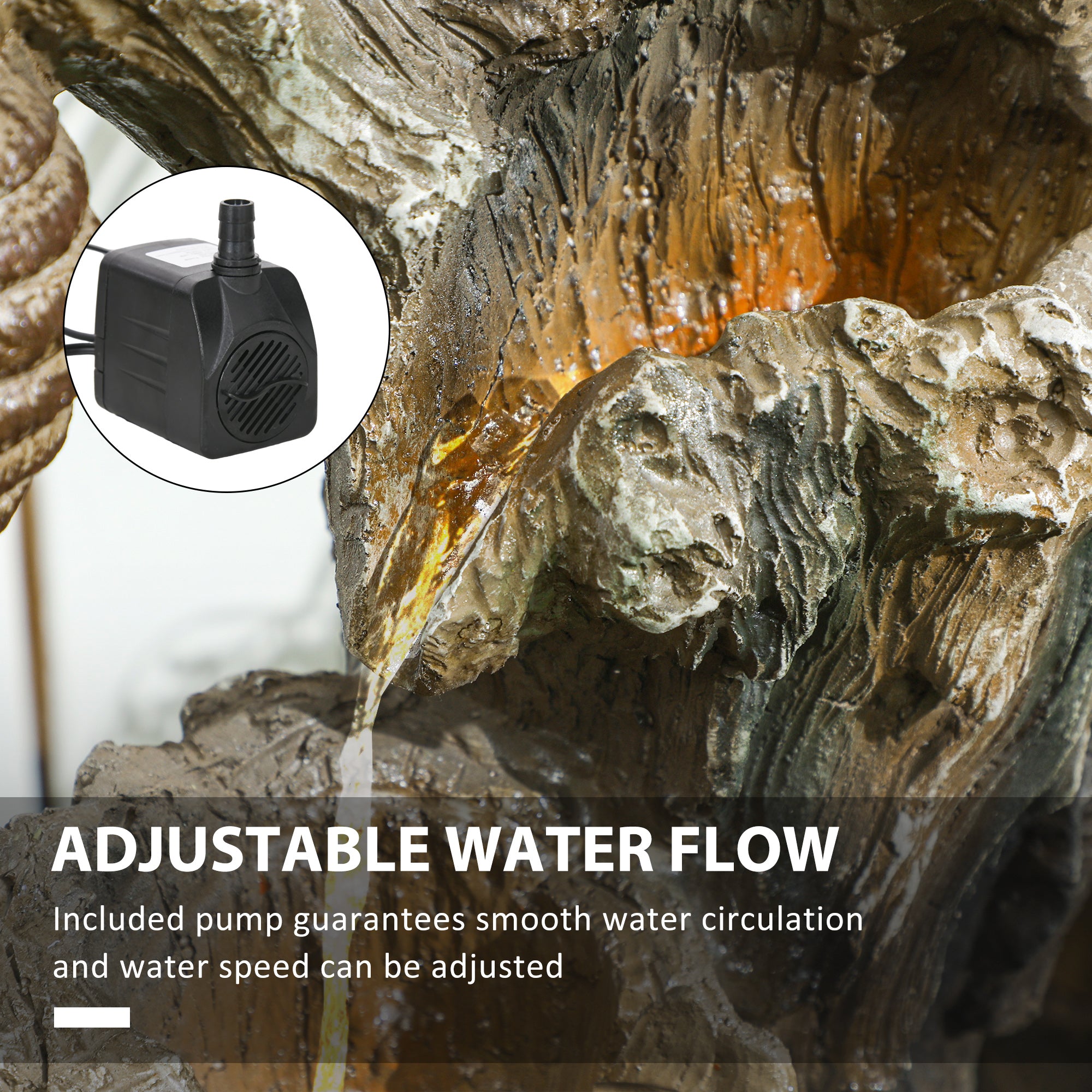 22.4" Outdoor Fountain, 3-Tier Resin Resin Bears and Honey Beehive Outdoor Waterfall Fountain with LED Lights, Pump cjdropshipping