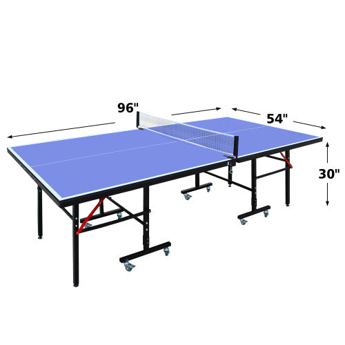 8ft Mid-Size Table Tennis Table Foldable & Portable Ping Pong Table Set For Indoor Games With Net, 2 Table Tennis Paddles And 3 Balls Anker