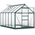 6' x 10' Greenhouse for Outdoors, Polycarbonate Greenhouse with Rain Gutter and Roof Vent, Aluminum Walk-in Green Houses for Outside for Patio Backyard Garden, Dark Green TryTrendly