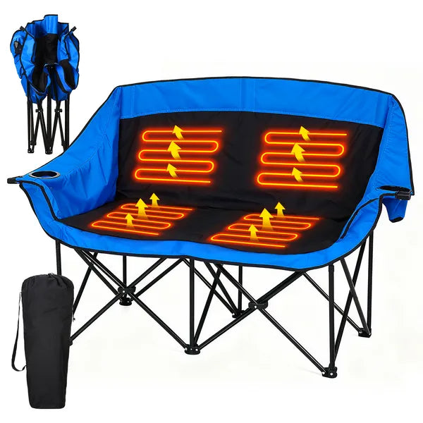 Oversized Heated Camping Chair, Patio Lounge Chairs With 3 Heat Levels, Portable Folding Heated Chair Round Moon Saucer Folding Lawn Chair Outdoor Chair For Camping, Lounge Patio TryTrendly