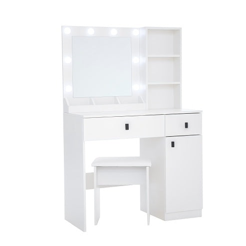 Vanity Desk With Lights, Vanity Set With Mirror, Makeup Vanity Desk With Large Drawers  Three Level Storage Dreeser, VanitysVanities With 3 Lights Brightness Adjustable For Bedroom, White cjdropshipping