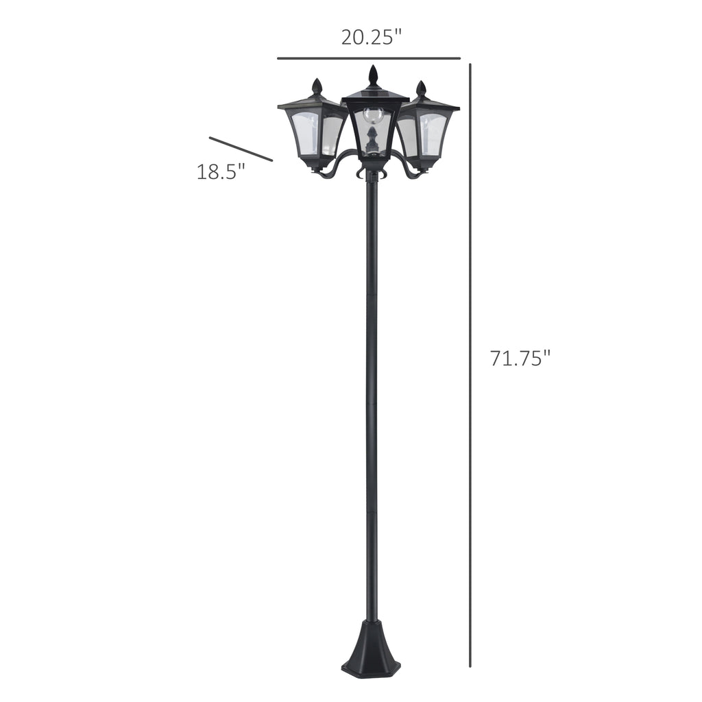 Outdoor Lamp Post Lights, Triple Head Solar Powered Lamp, Street Vintage Solar Post Lamp, for Backyard, Garden Pathway, Driveway, 72 Inches TryTrendly