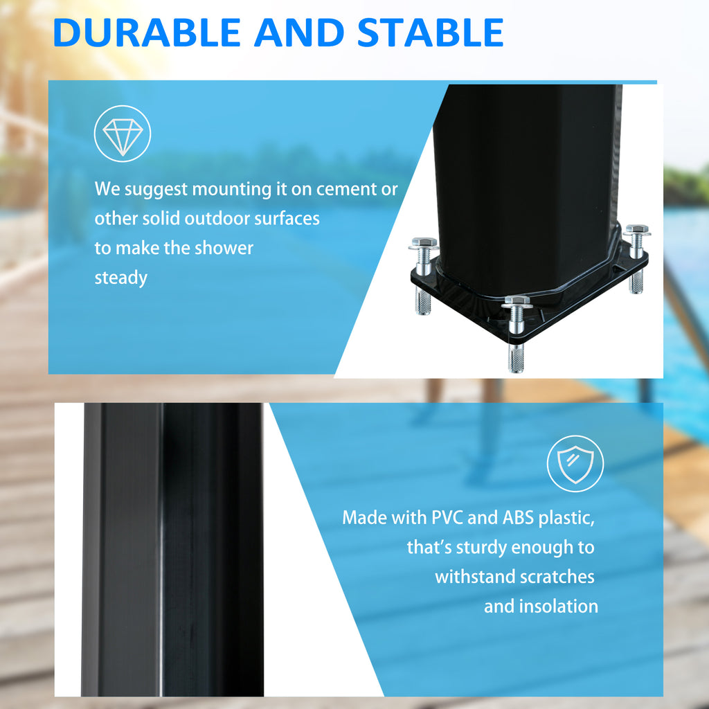 7' Outdoor Solar Heated Shower with 360 Rotating Rainfall & Handheld Shower Head, Foot Shower Faucet, Temperature and Pressure Adjustable, Holds 9.2 Gallons for Backyard Pool TryTrendly