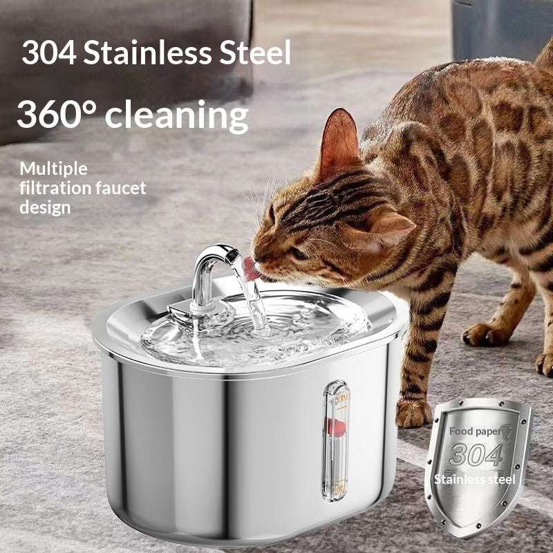 Pet Water Fountain 304 Stainless Steel Circulating Filtration For Cats cjdropshipping