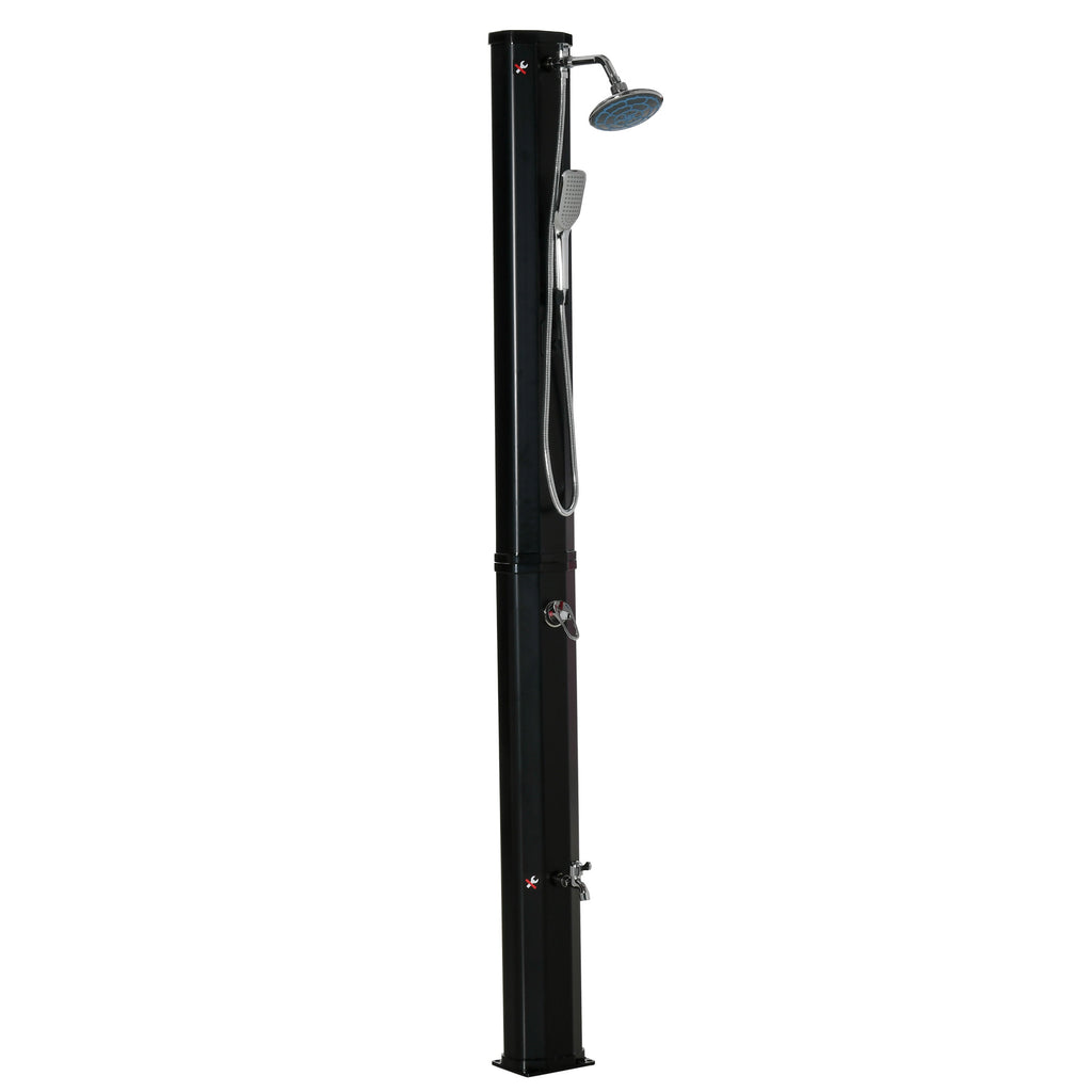 7' Outdoor Solar Heated Shower with 360 Rotating Rainfall & Handheld Shower Head, Foot Shower Faucet, Temperature and Pressure Adjustable, Holds 9.2 Gallons for Backyard Pool TryTrendly