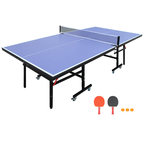 8ft Mid-Size Table Tennis Table Foldable & Portable Ping Pong Table Set For Indoor Games With Net, 2 Table Tennis Paddles And 3 Balls Anker