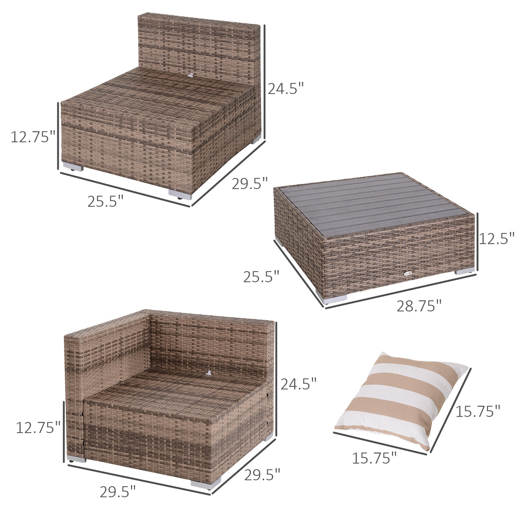 Modern Rattan Patio Furniture Set, 7-Piece Outdoor Wicker Sofa Set with Cushions for Home & Family Gatherings, Gray TryTrendly