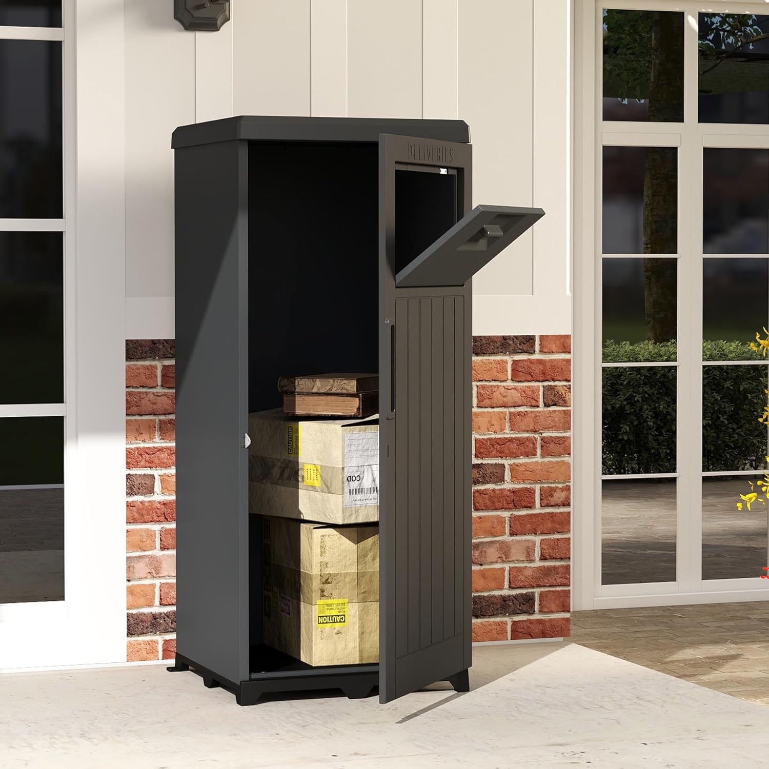 Package Delivery Box For Outside, Large Parcel Drop Box With Lockable Secure, Waterproof Resin Storage Anti-Theft Outdoor Package Delivery For Porch, Curbside, House TryTrendly