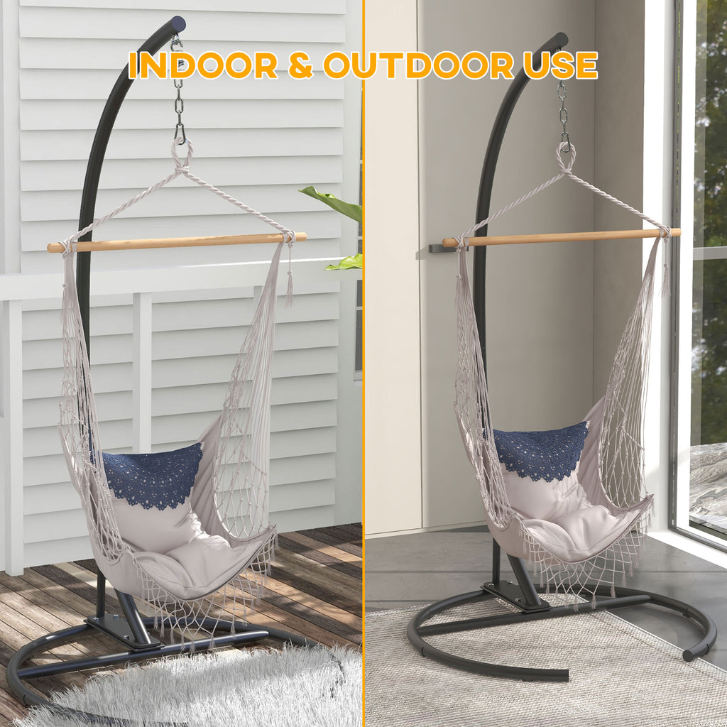 Hanging Hammock Chair Stand with Round Base, 40.2" x 76.8", Black TryTrendly