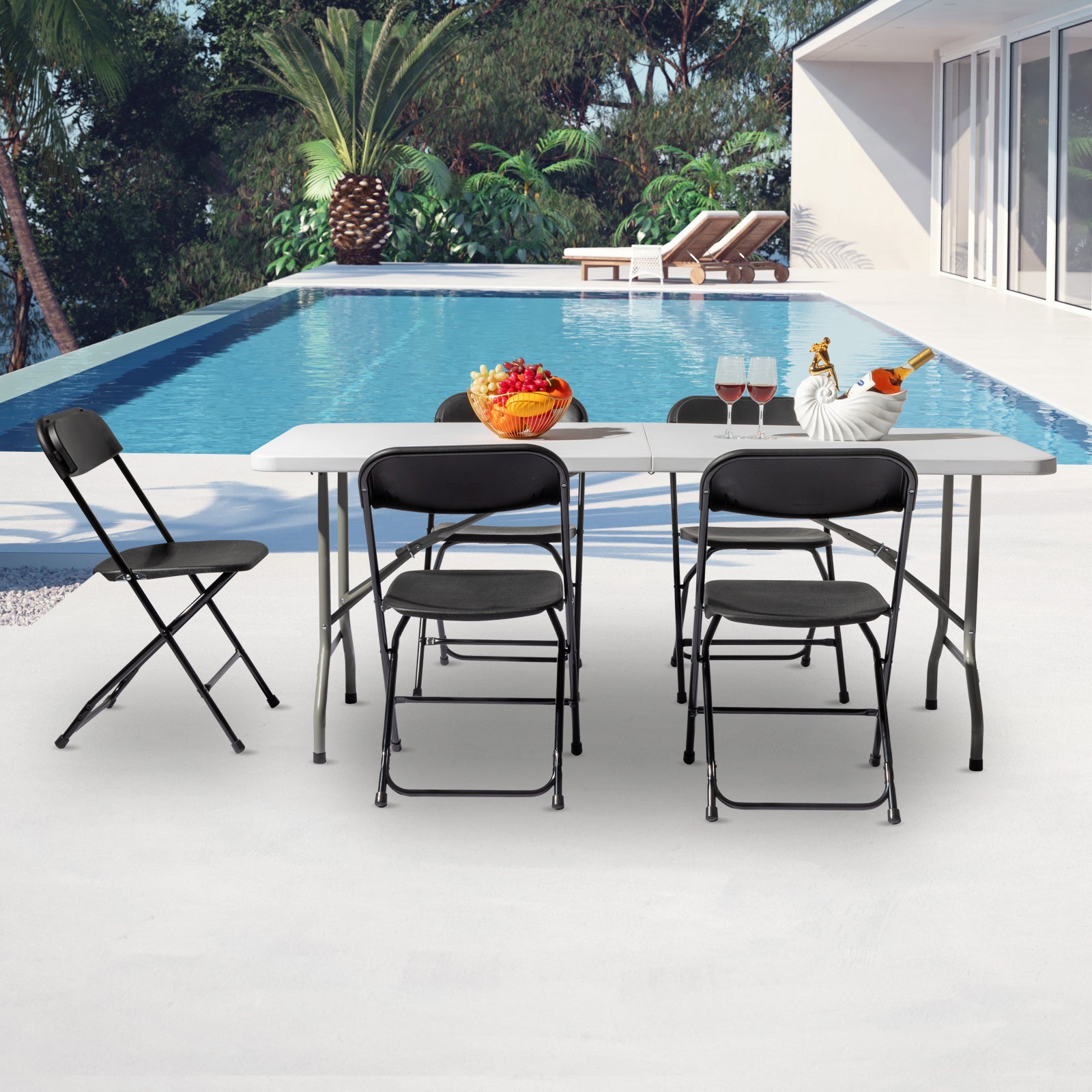Lightweight Plastic Folding Rectangular Table For Outdoor Lounging TryTrendly