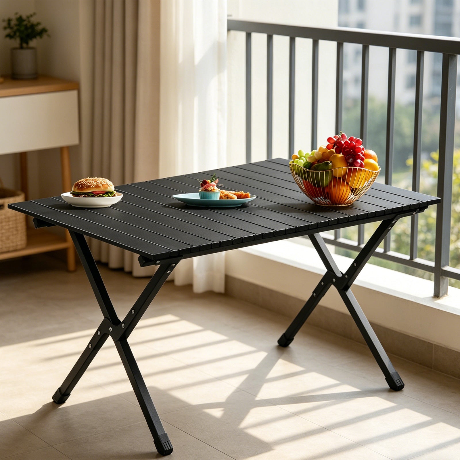 116cm Carbon Steel Camping Table Multifunctional Picnic Table Portable Table Folding Table Starbeauty