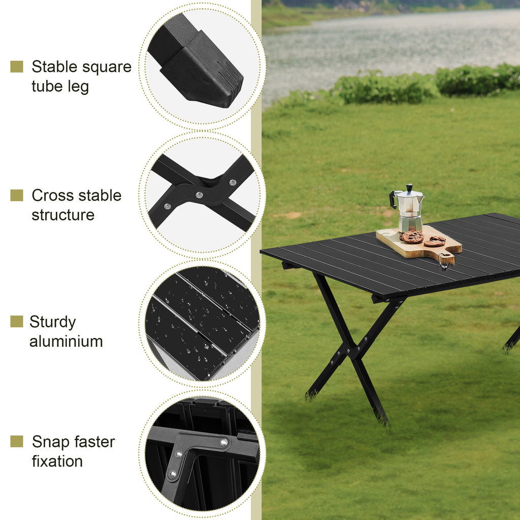 116cm Carbon Steel Camping Table Multifunctional Picnic Table Portable Table Folding Table Starbeauty