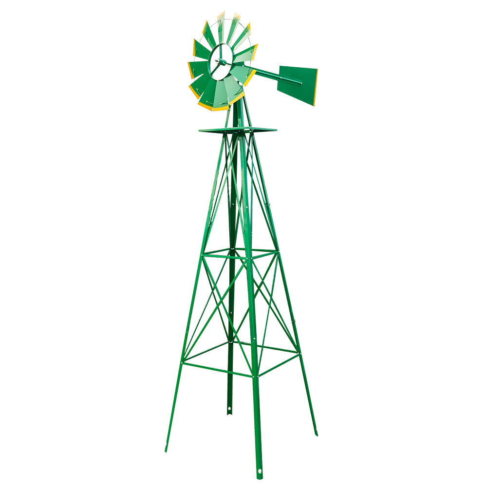 8FT Weather Resistant Yard Garden Windmill Green TryTrendly