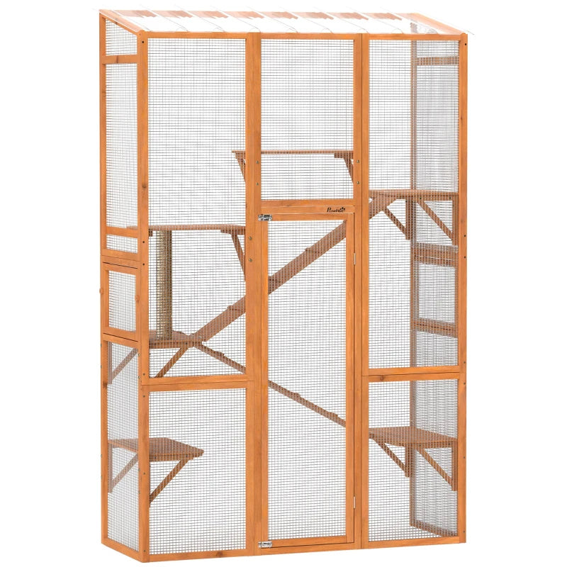 Outdoor Catio Cat Enclosure, Large Wooden Cat House With 6 Jumping Platforms, Scratching Post.For Multiple Packages Shipped, Please Pay Attention To The Details, Dimensions, And Weight. TryTrendly