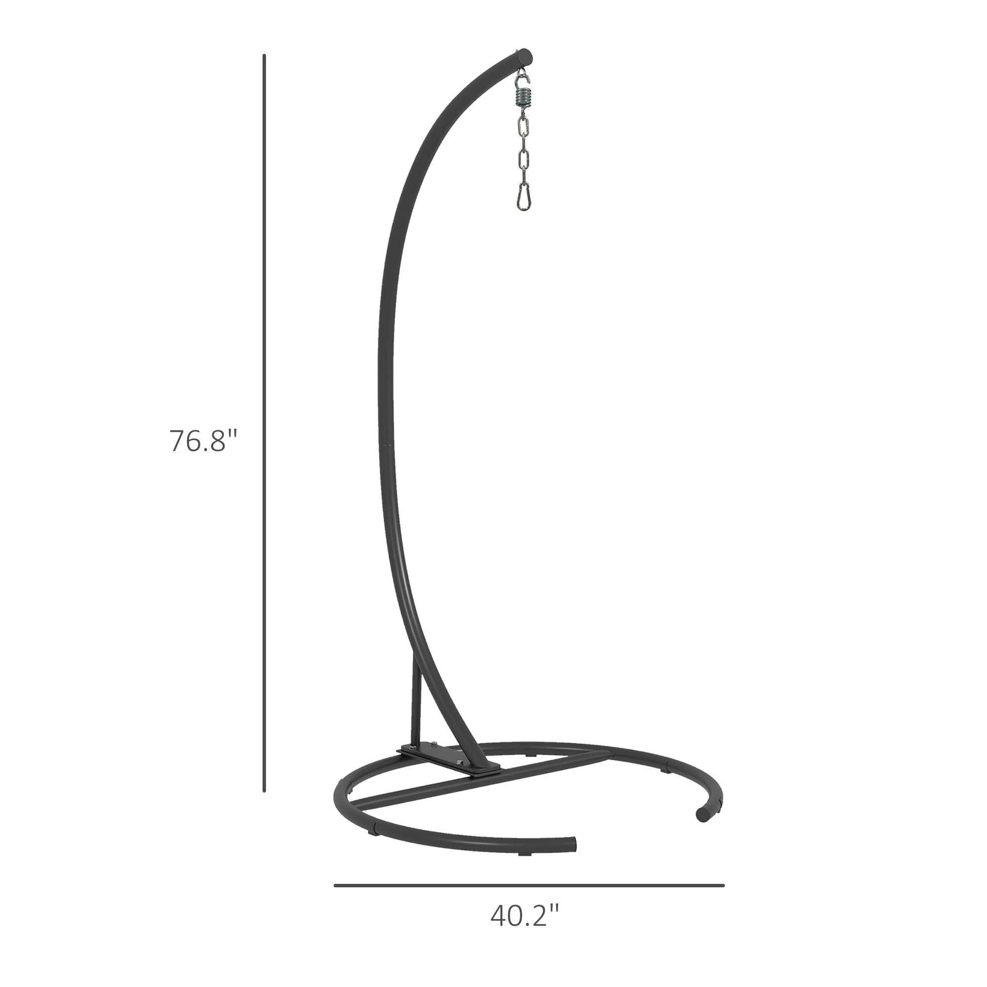 Hanging Hammock Chair Stand with Round Base, 40.2" x 76.8", Black TryTrendly