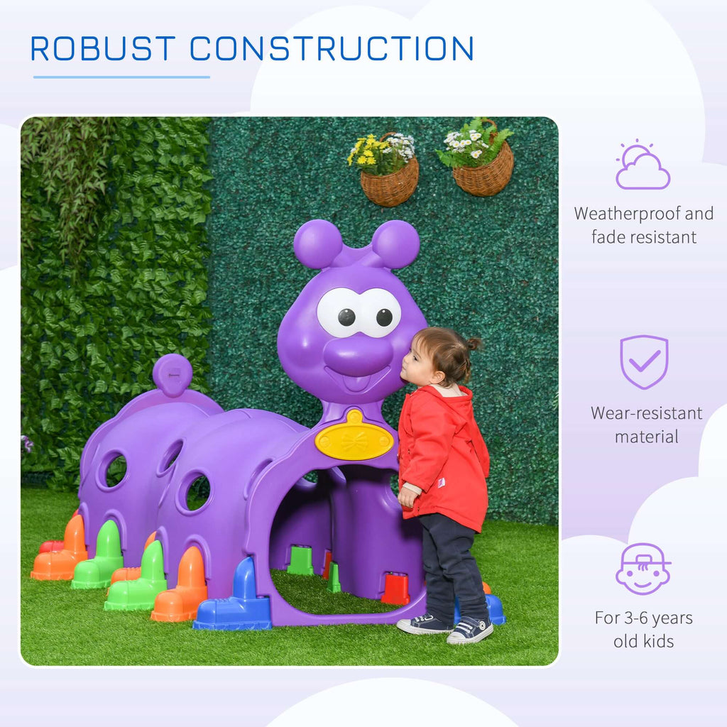 Purple 2-section kids climbing tunnel for indoor outdoor play