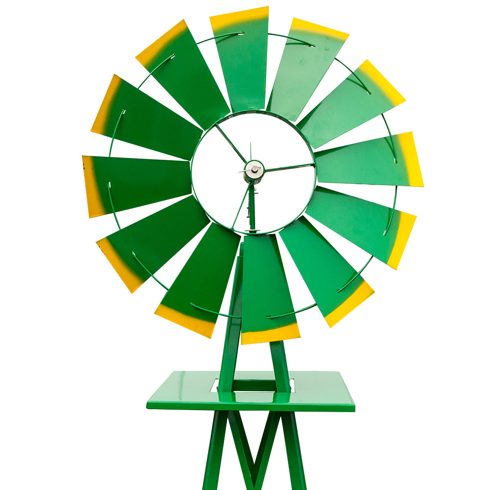 8FT Weather Resistant Yard Garden Windmill Green TryTrendly