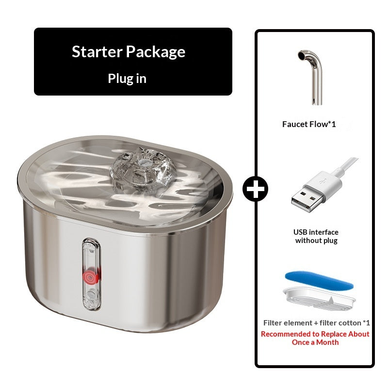 Pet Water Fountain 304 Stainless Steel Circulating Filtration For Cats cjdropshipping