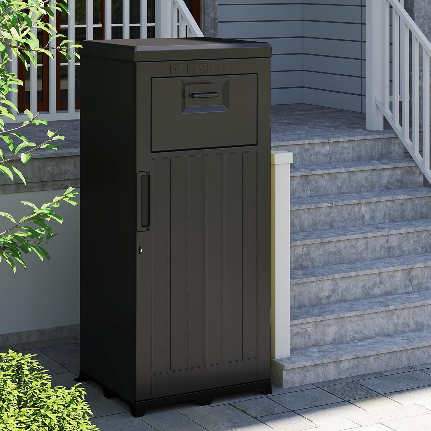 Package Delivery Box For Outside, Large Parcel Drop Box With Lockable Secure, Waterproof Resin Storage Anti-Theft Outdoor Package Delivery For Porch, Curbside, House TryTrendly