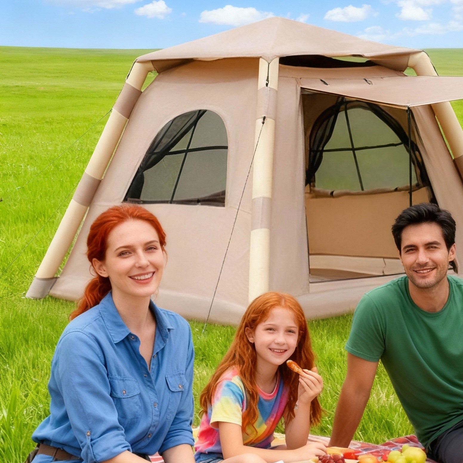 Inflatable Tent Outdoor Tent 2-4-person Tent Quick-opening Tent Inflatable Tent Hut Tent Camping Portable Tent Windproof Tent Family Party Tent Pop-up Tent Shading And Waterproof Tent Camping Tent cjdropshipping