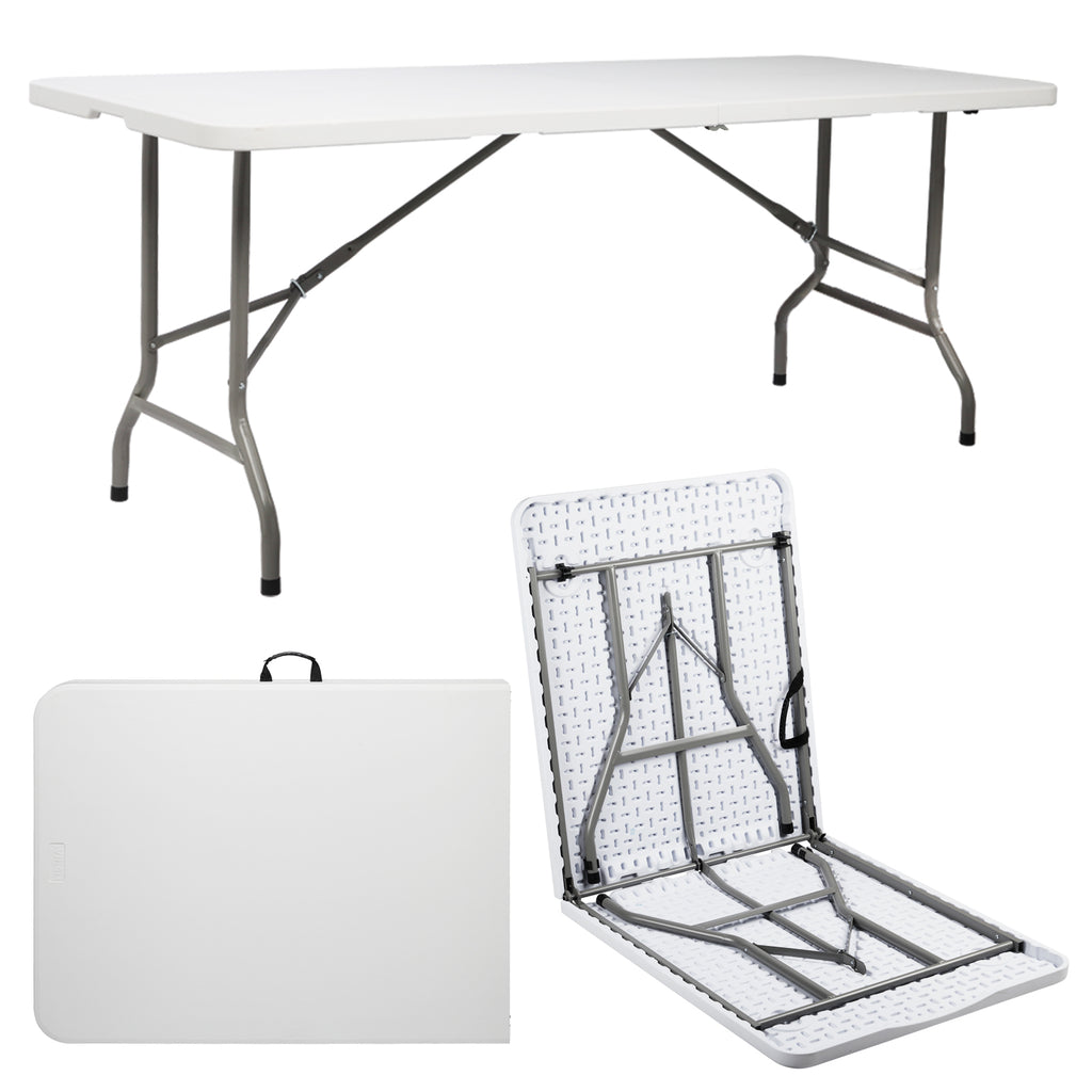 Lightweight Plastic Folding Rectangular Table For Outdoor Lounging TryTrendly