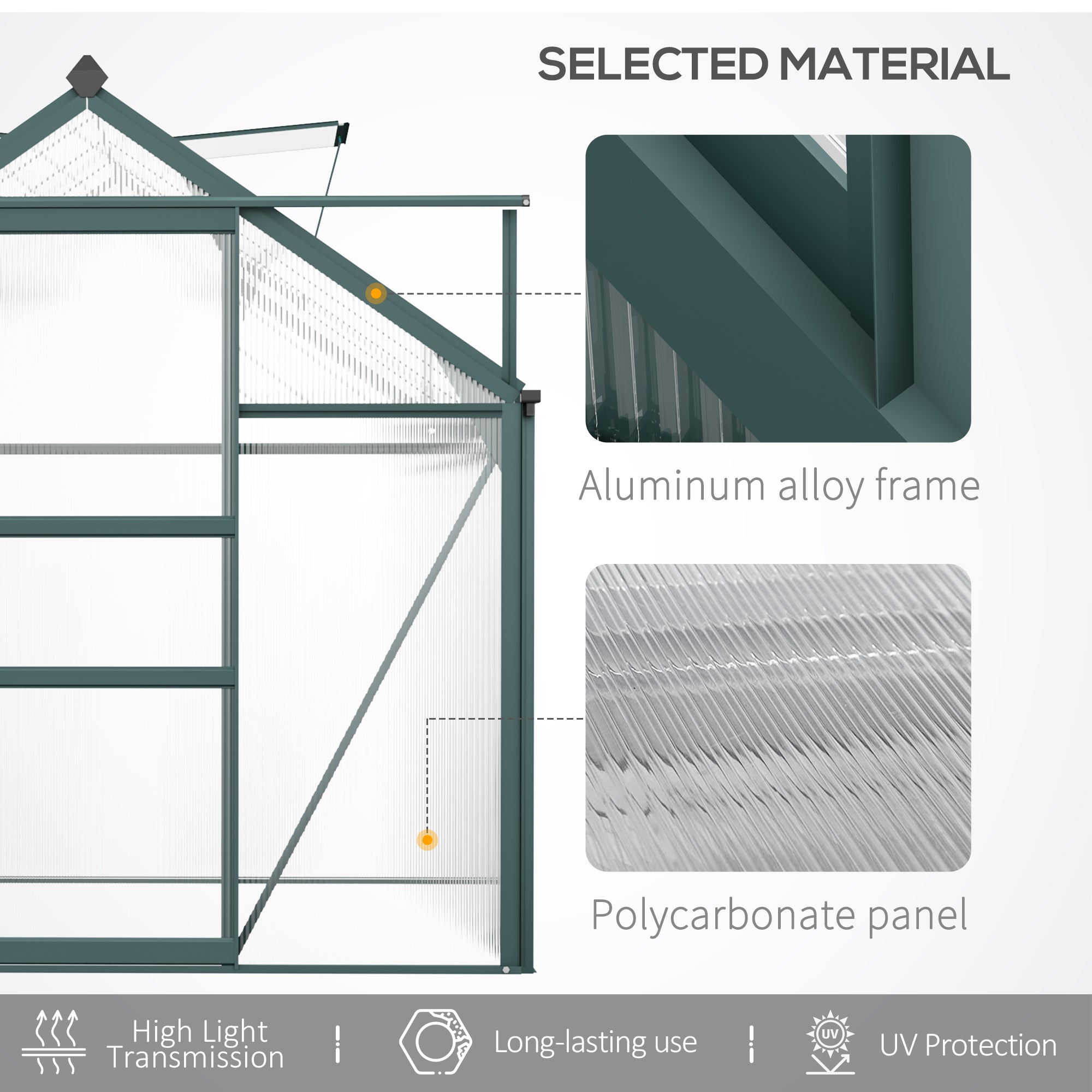 6' x 10' Greenhouse for Outdoors, Polycarbonate Greenhouse with Rain Gutter and Roof Vent, Aluminum Walk-in Green Houses for Outside for Patio Backyard Garden, Dark Green TryTrendly