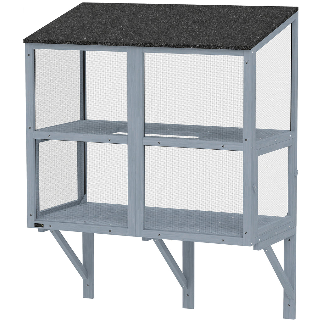 Outdoor Window Box Catio – 39.4" Cat Enclosure with Waterproof Roof, Gray TryTrendly