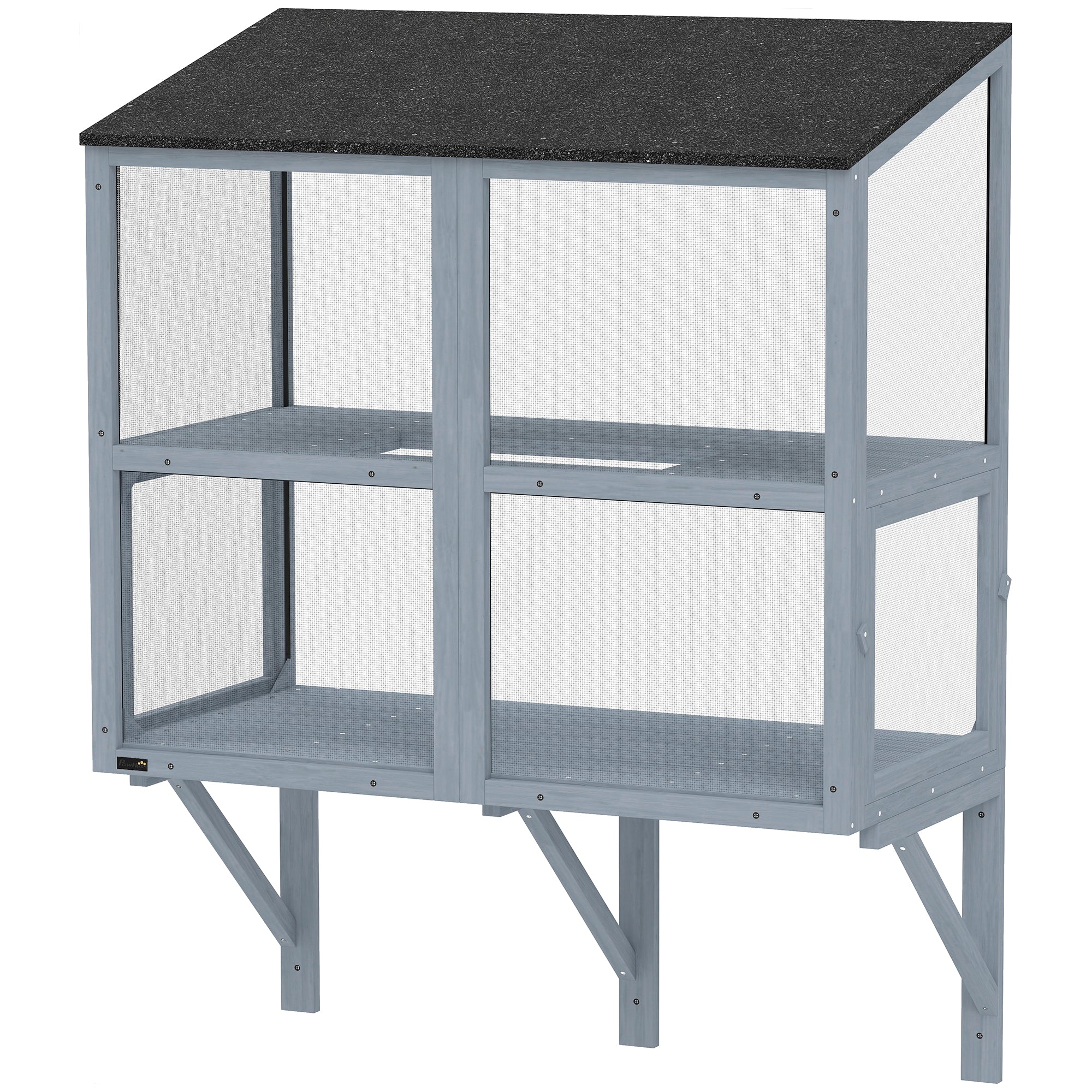 Outdoor Window Box Catio – 39.4" Cat Enclosure with Waterproof Roof, Gray TryTrendly