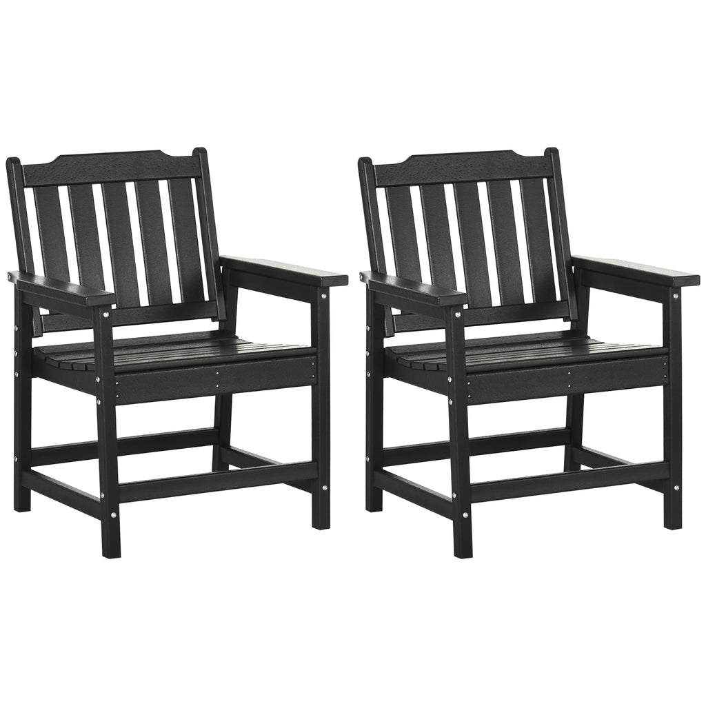 2 Piece All-Weather Patio Chairs, HDPE Patio Dining Chair Set, Heavy Duty Wood-Like Outdoor Furniture, Black TryTrendly