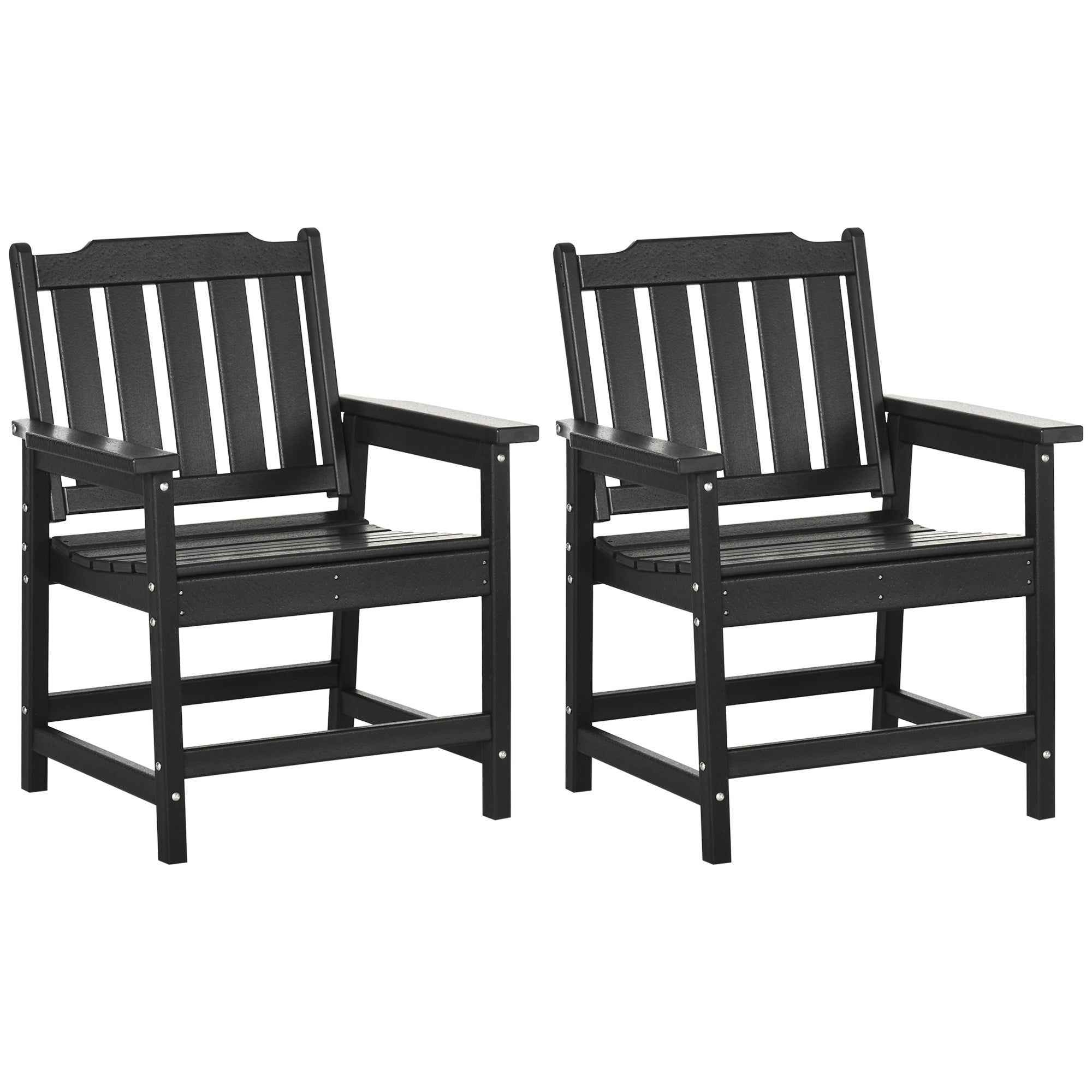 2 Piece All-Weather Patio Chairs, HDPE Patio Dining Chair Set, Heavy Duty Wood-Like Outdoor Furniture, Black TryTrendly
