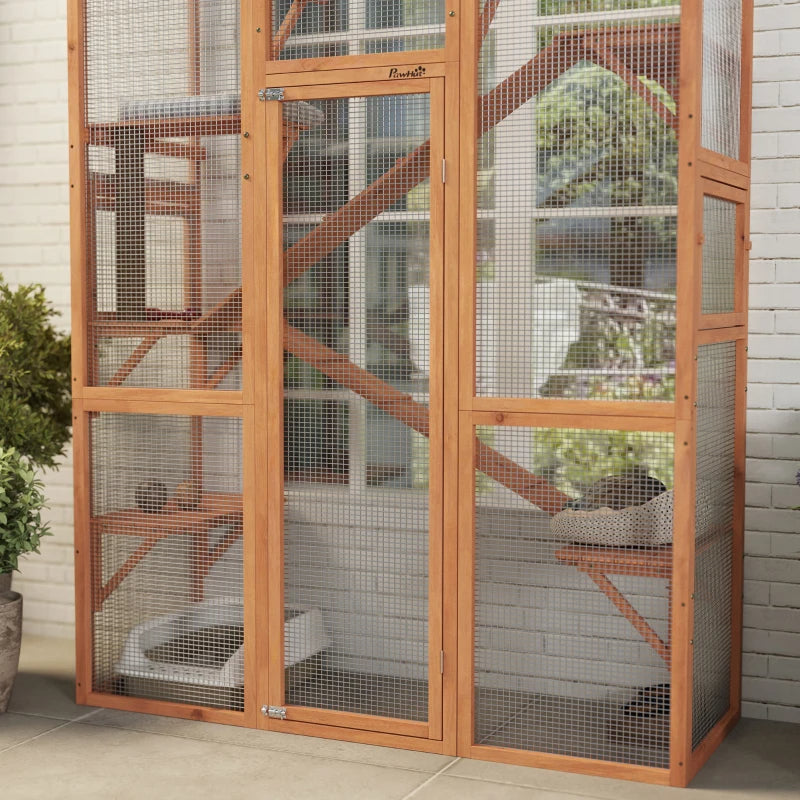 Outdoor Catio Cat Enclosure, Large Wooden Cat House With 6 Jumping Platforms, Scratching Post.For Multiple Packages Shipped, Please Pay Attention To The Details, Dimensions, And Weight. TryTrendly