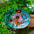 Terrance Floral Outdoor Glass Patio Side Table