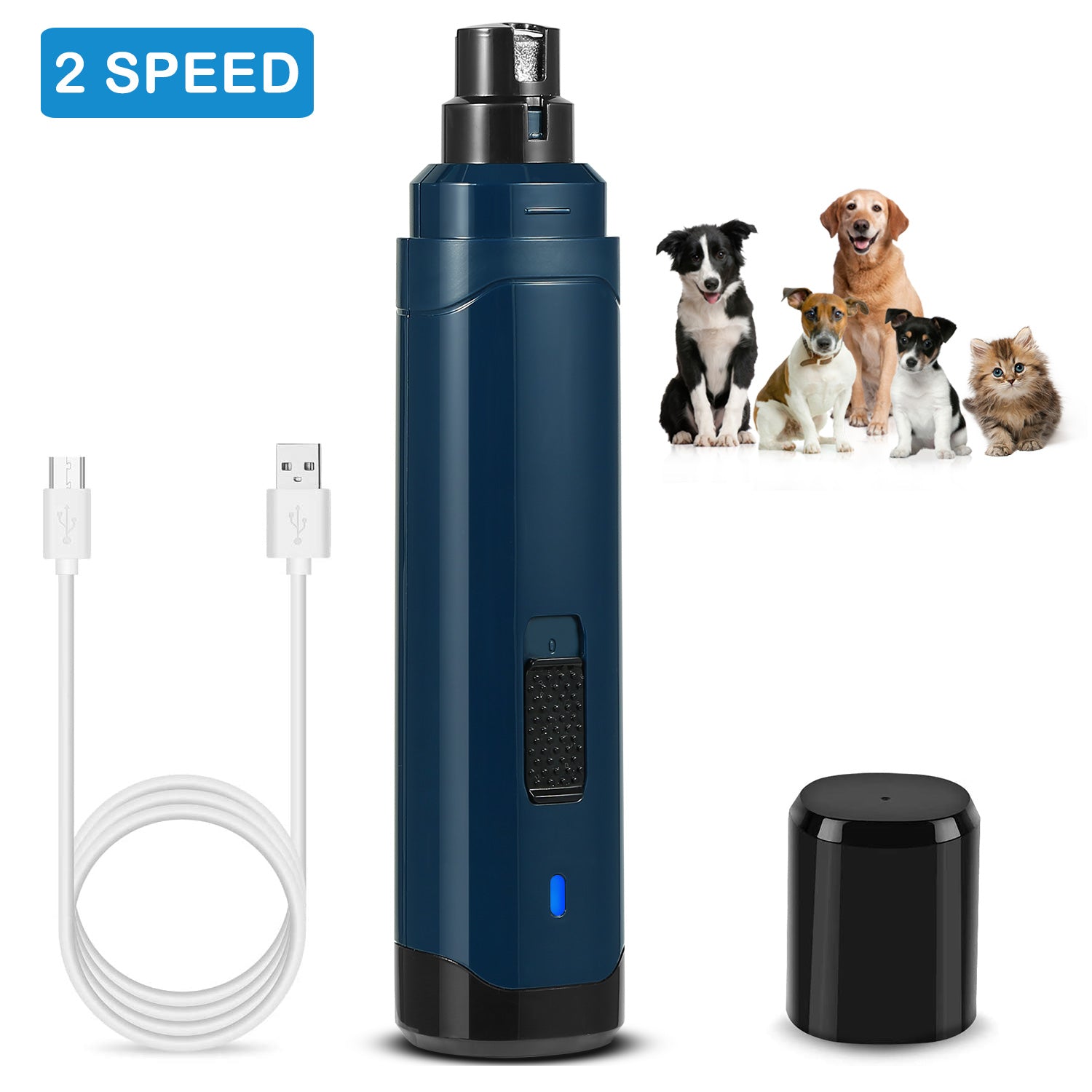 1Pc Dog Nail Grinder 2 Speeds Quiet USB Rechargeable Pet Nail Grinder Professional Pet Nail Trimmer Cordless Paws Grooming & Smoothing Claw Care For Small Medium Large Dogs & Cats cjdropshipping