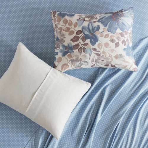 Floral Comforter Set With Bed Sheets Blue Queen TryTrendly
