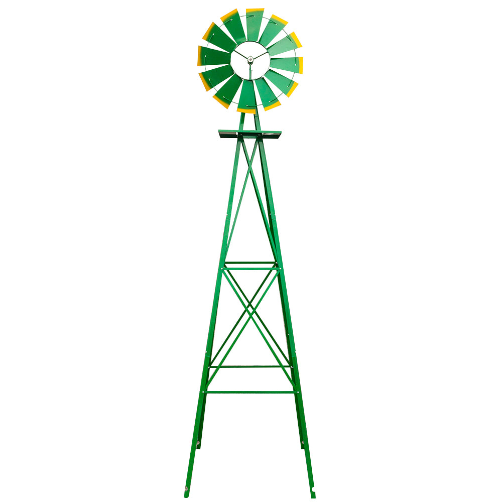 8FT Weather Resistant Yard Garden Windmill Green TryTrendly