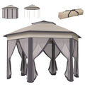 13' x 13' Pop Up Gazebo Hexagonal Canopy Shelter with 6 Zippered Mesh Netting for Patio Backyard Garden Wedding Party TryTrendly