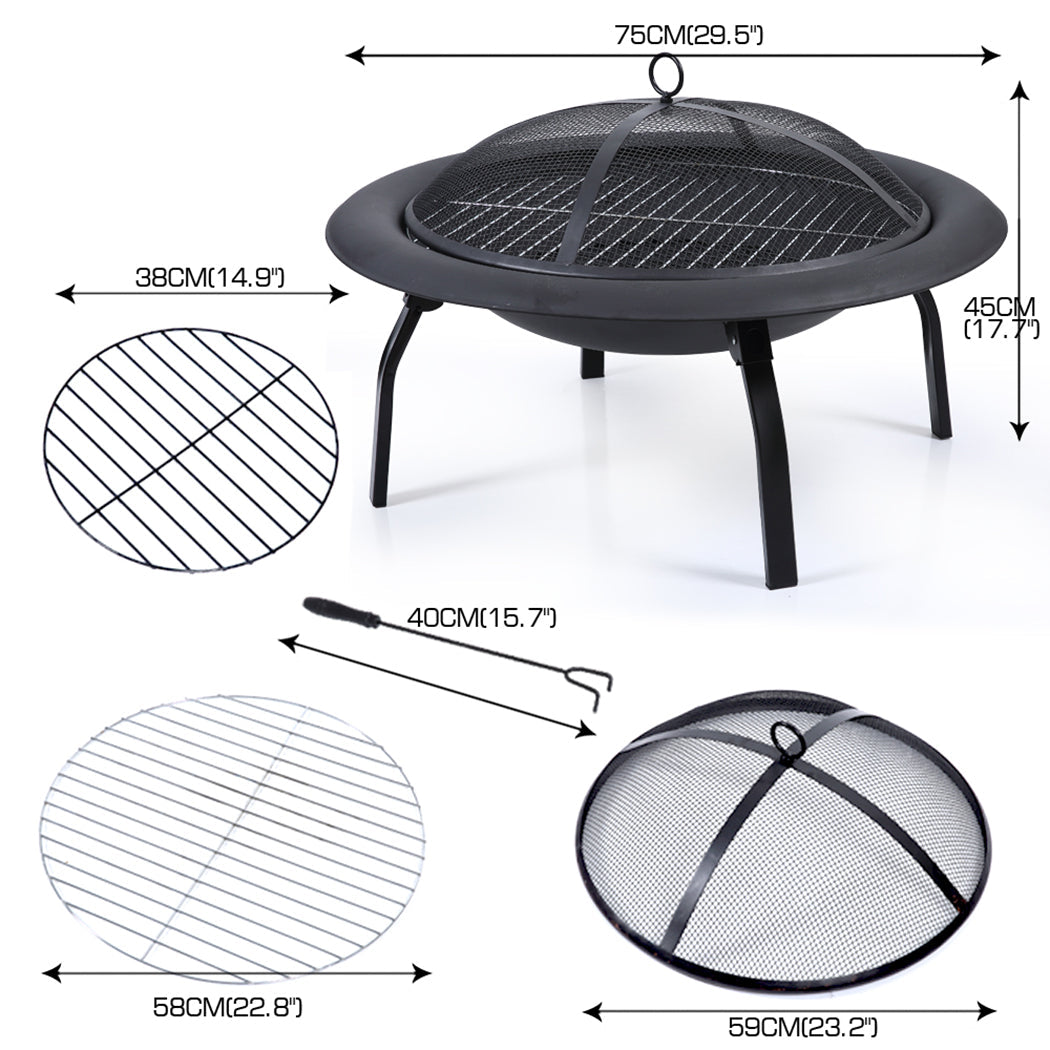 30" Portable Outdoor Fire Pit & Patio Heater