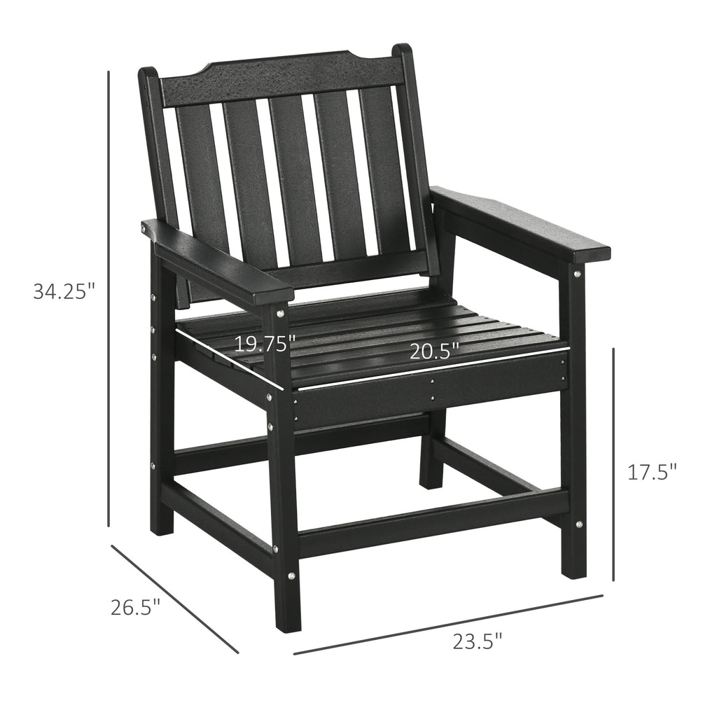 2 Piece All-Weather Patio Chairs, HDPE Patio Dining Chair Set, Heavy Duty Wood-Like Outdoor Furniture, Black TryTrendly